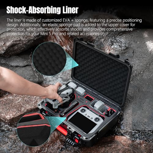 STARTRC Waterproof Hard Case for DJI Mini 5 Pro Accessories, for DJI RC 2 /RC-N3 Controller Fly More Combo With 3 Batteries[CASE ONLY]