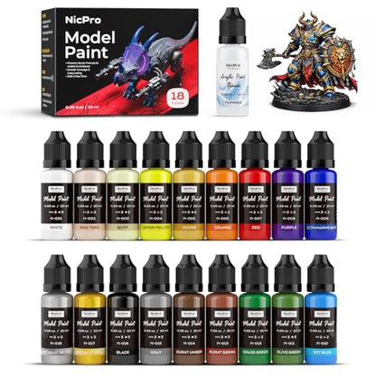 Nicpro 18 Colors Model Paint Set, 20ml Ready to Use Modeling Acrylic Paints - style: 18 Colors Set