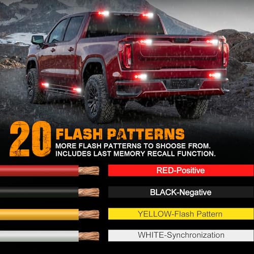 XRIDONSEN 8PCS Sync Grill Strobe Lights 32 LED Grille Lights - color: Red/White