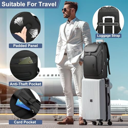 hk Business Smart Backpack for Men Anti-Theft for 17.3 Inch Laptop - color: Deep Black