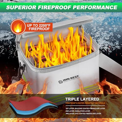 ImnBest Lipo Safe Bag Fireproof, Explosion-proof, Large Capacity, Fireproof Safe, Lipo Battery Storage Box, Protective Safe for Charging and Storing (Silvery) - color: Silvery