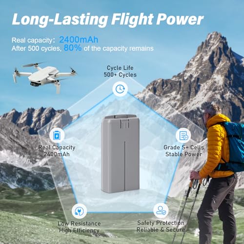 Mini 2 Series Intelligent Flight Battery 2Pack 2400mAh 7.7V Replacement Battery Compatible with DJI Mini 2/2 SE/ 4K Up to 31Mins Flight Time - style: 2PACK