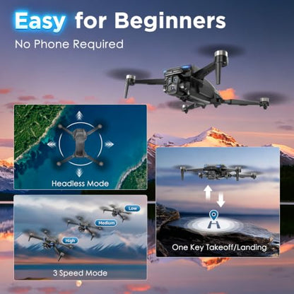 GPS Drone with 4K Camera for Adults, RC Foldable Quadcopter with 4.5” HD Screen Controller, Brushless Motor, GPS Auto Return, 60 Min Flight, 4GB SD Card, Beginner Gift, Under 249g