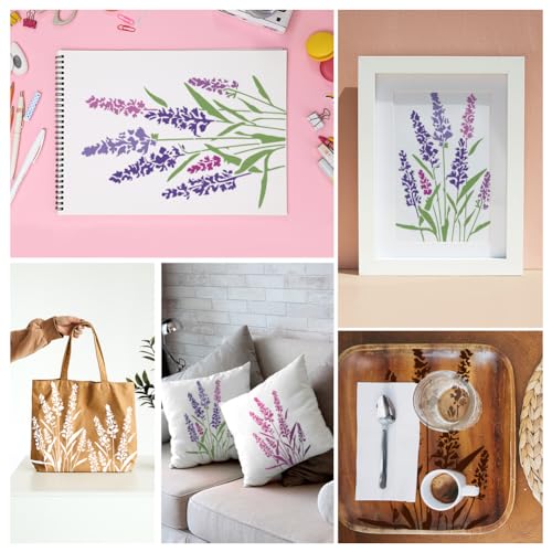 Lavender Floral DIY Painting Stencils for Wall Home Decor - style: Lavender