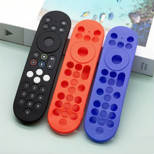 [2 Pack] Silicone Protective Case for Xumo Stream Box PR3 Voice Remote Control, Spectrum Tv Remote Case Cover with Lanyard - color: Black and Red
