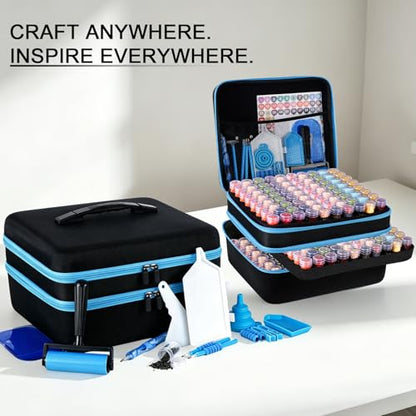 LYMUSUMI Diamond Art Storage Containers 240 Slots Diamond Painting Tools - color: Blue-240 Slots