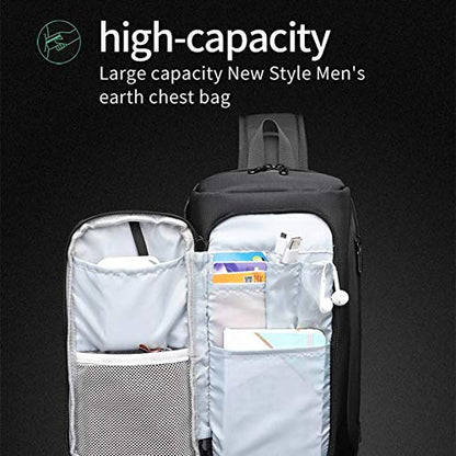 OZUKO Sling Backpack for Men - Anti-Theft Crossbody Bag, Waterproof with USB Charging Port - color: Black3