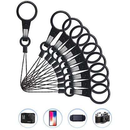 YOUOWO 10Pcs Black Lanyards Finger Ring Plastic Strap Detachable - color: 10 Pcs Finger Ring Plastic Lanyard