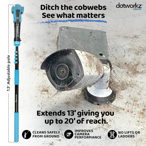 DomeWizard™ Compact 13' Security Camera Cleaning Kit with Pole – Streak-Free Lens Cleaner for Dome, PTZ, Mini Dome & Bullet Cameras – Reusable Microfiber Mitt + 8oz Cleaning Solution - size: 13' Cleaning Kit