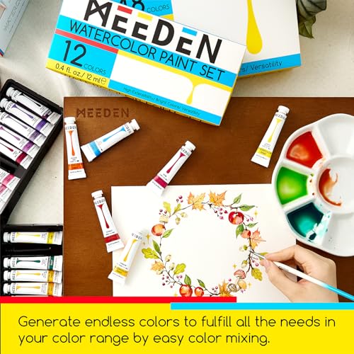 MEEDEN Watercolor Paint Tubes Set: 12 x 12ml (0.4 oz) Colors Painting Set - color: 12 Colors