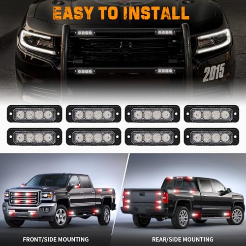 XRIDONSEN 8PCS Sync Grill Strobe Lights 32 LED Grille Lights - color: Red/White
