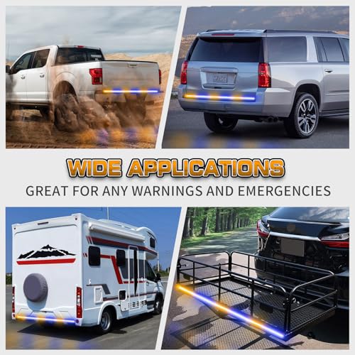 XRIDONSEN 48 inch 288 LED Tailgate Strobe Lights Rear Emergency Lights - color: Amber/Blue