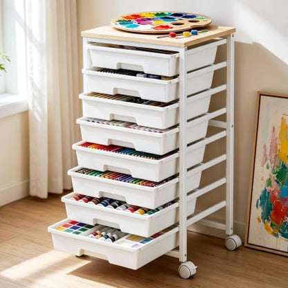 Pipishell Rolling Cart with 8 Drawers for Classroom, Craft & Art Room,White - color: Classic White, size: 8-Drawers
