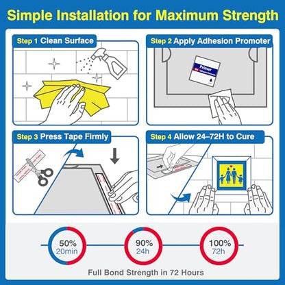 Tapsi Heavy Duty Removable Double Sided Tape, 1 Inch x 9.85 Feet