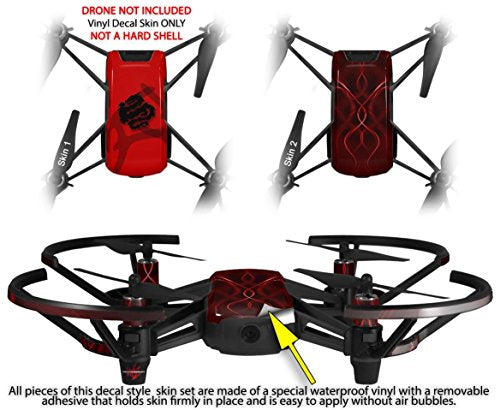Skin Decal Wrap 2 Pack Compatible with DJI Ryze Tello Oriental Dragon Black on Red Drone NOT Included