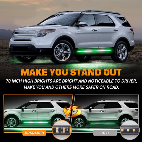 XRIDONSEN 2X 60 inch Running Board Emergency Lights 720 LED Strobe Lights - color: Green/White