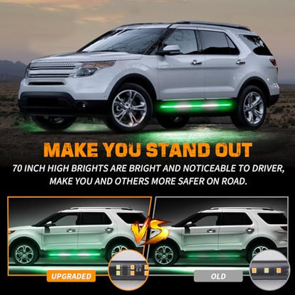XRIDONSEN 2X 60 inch Running Board Emergency Lights 720 LED Strobe Lights - color: Green/White