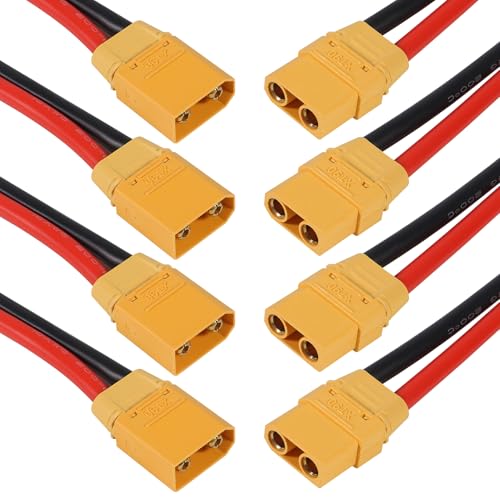 4 Pairs XT90H XT90 Wire XT 90 Plug Male and Female Connector 150mm 10AWG Silicon Wire for RC Lipo Battery FPV Racing Drone