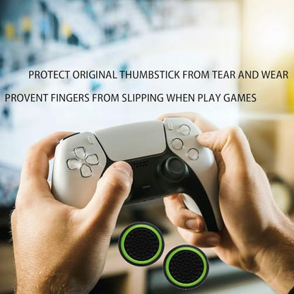 24PCS Non-Slip Silicone Analog Joystick Thumb Stick Grip Caps for PS2, PS3, PS4, PS5, Xbox One, Xbox Series X/S, Xbox 360, Switch Pro Controller (Black&White)