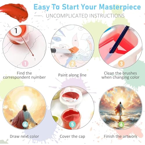 Jesus Paint by Numbers Kit for Adults Framed Canvas 12X16 in, Frameworkless - color: YH02562
