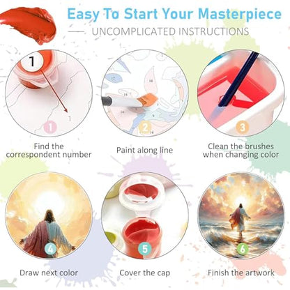 Jesus Paint by Numbers Kit for Adults Framed Canvas 12X16 in, Frameworkless - color: YH02562