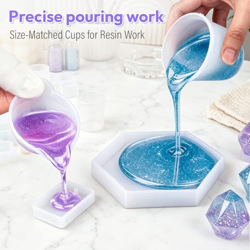 HeyClear Silicone Measuring Cups Kit for Epoxy Resin 250&100ml Mixing Cups - size: 250ML+100ML