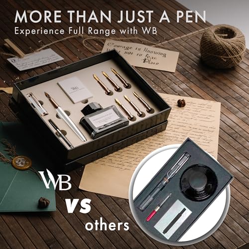 Wordsworth & Black Luxury Calligraphy Pen Set, 6 Nibs, White Rose - color: White Rose Gold