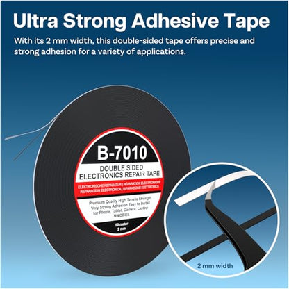 MMOBIEL 2 mm Double Sided Layer Strong Adhesive Tape 50 m Long Roll (Black) for Smartphone Tablet Repair - color: Black, size: 2 mm