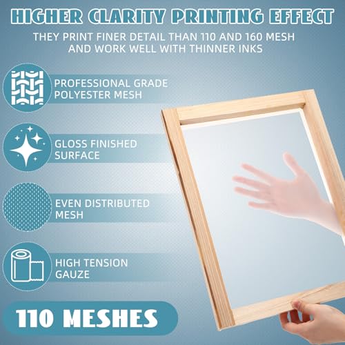 CroBlissful 8 Pcs Wood Silk Screen Frame with Mesh, 10 x 14 Inch, 110 Mesh - style: 110 Mesh