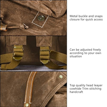 Heavy-Duty Waxed Canvas Rucksack Backpack - color: Brown-coffee, size: 400 x 340 x 190 mm - Standard