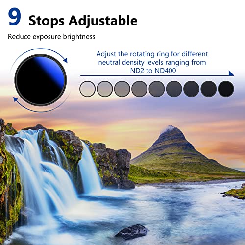 NEEWER 82mm Variable ND Filter ND2-ND400 (1-9 Stops) - size: 82mm