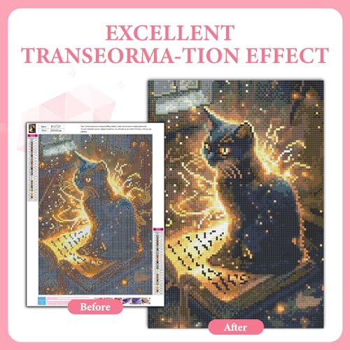 Diamond Art Kits for Adults, 5D Magic Black Cat Diamond Painting Kit - color: TRTDNFDP1P07