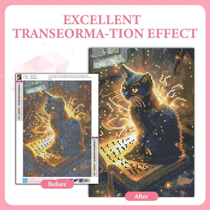 Diamond Art Kits for Adults, 5D Magic Black Cat Diamond Painting Kit - color: TRTDNFDP1P07