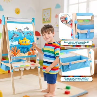 Easel for Kids Adjustable Art Easel Wooden Easel Chalk Board for Kids