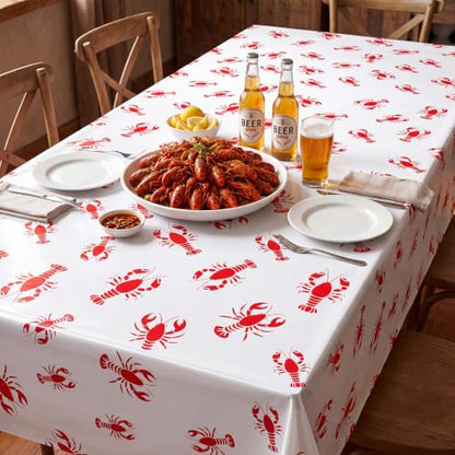Oudain 54 Inch x 100 ft Crawfish Boil Lobster Tablecloth Roll Cutter Box - style: Crawfish