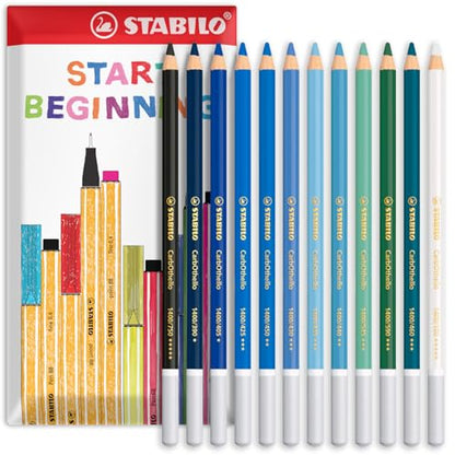STABILO Chalk-Pastel Pencil CarbOthello - Pack of 12 - Ocean Tones
