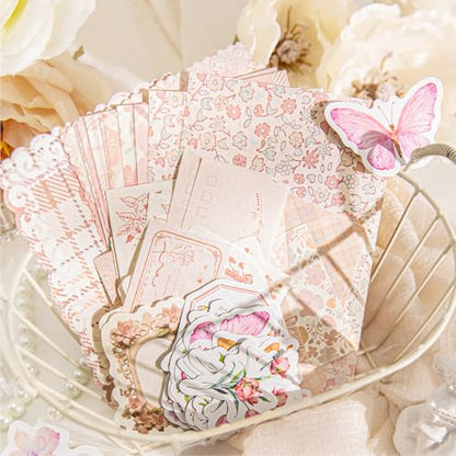 Scrapbook Supplies Kit, 400PCS Vintage Floral Paper & Stickers