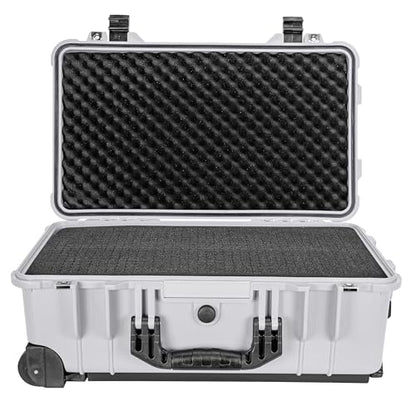 Eylar 22" Carry-On Travel Roller Gear, Camera, Drones, Tools, Equipment Hard Case Waterproof with Foam (White) - color: White