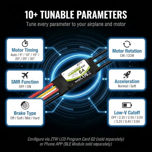 ZTW Mantis G2 6A ESC 2-3S Built-in Switching BEC 5V/3A Brushless Speed Controller For RC Airplane Aircraft Fixed-wing