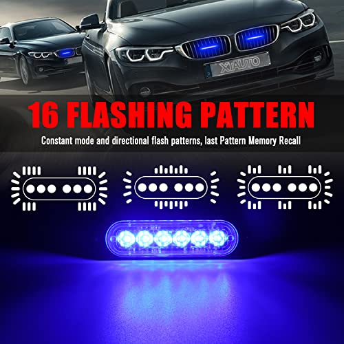 6LED Car Truck Emergency Beacon Warning Hazard Flash Strobe Light Blue/Blue 4-pack - color: Blue Blue