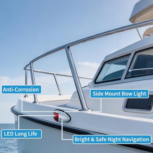 Obcursco LED Boat Navigation Lights, Red and Green Vertical Mount Bow Light - color: Electroplate Silver