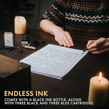 Wordsworth & Black Fountain Pen Gift Set, Medium & Extra Fine Nib, Silver Gold - color: Silver Gold