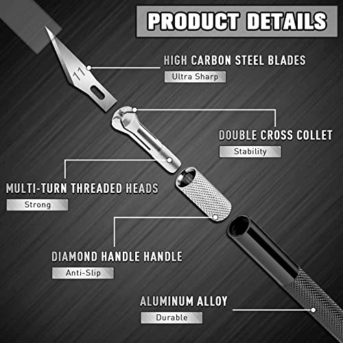 DIYSELF 2 Pack Exacto Knife Set, Aluminum Craft Knife with 20#11 Blades - color: Black (2 Pack)