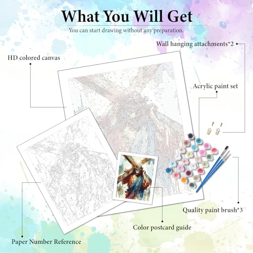 Dawnsphere Jesus Paint by Numbers Kit for Adults Without Frame 16x20 in - color: OP-US13