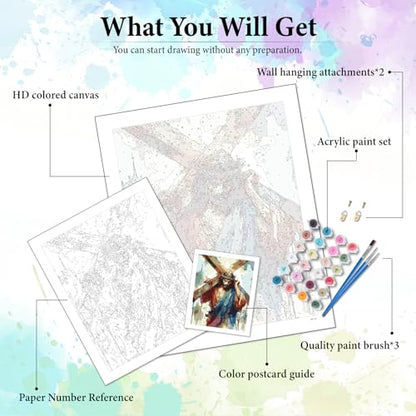 Dawnsphere Jesus Paint by Numbers Kit for Adults Without Frame 16x20 in - color: OP-US13