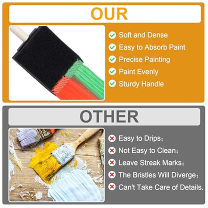 HINZIC 5 Pcs Foam Paint Brushes, 5 Sizes (4", 3", 2", 1.6'', 1"), Black - color: Black, 5pcs, 4", 3", 2", 1.6'', 1"