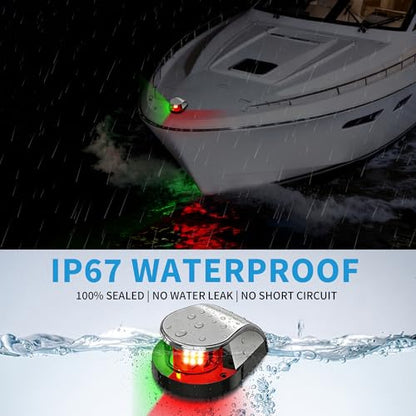 Obcursco Boat Navigation Lights, Red and Green LED Light, Boat Accessories - color: Silver