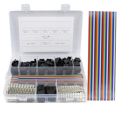 Jumper Wire Connector Kit for Dupont 2.54mm 1/2/3/4/5/6P Connector Housing Male/Female Pin Connector 26AWG Colored Wire Suitable for Electronic Products ((40Pin Wire*2 Set 1100 pcs)) - style: (40Pin Wire*2 Set 1100 pcs)