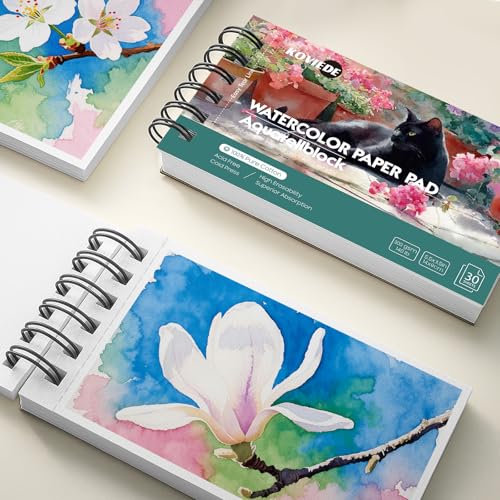 KOVIEDE 100% Cotton Watercolor Paper Pad 3.5"x5.5" (3 Pack, 30 Sheets Each) - color: Cat-3 Pack, size: 3.5"x5.5"