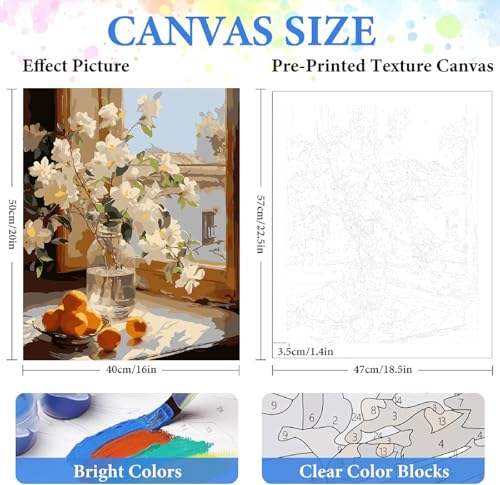 ZRIZQ Flowers Paint by Numbers Kit for Adults Beginner,16x20 - color: 16"X20"Rolled Canvas(Frameless)-Flowers 5